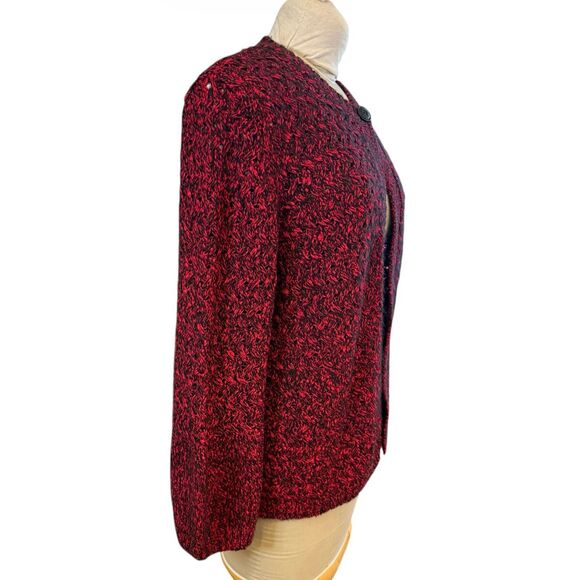 Ruby Rd. Knit Cardigan Single Button Red/Black Sz. XL Cozy Packable - Picture 7 of 10